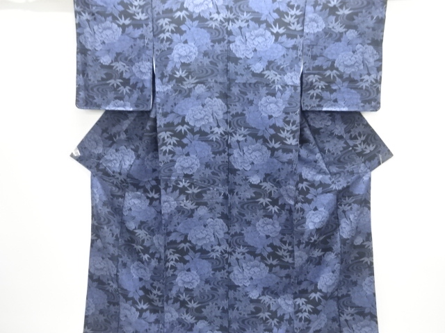 Handwoven SILK kimono with peony and maple motifs in running water
